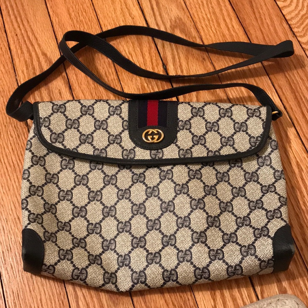 Vintage Gucci Handbag Navy, Authentic